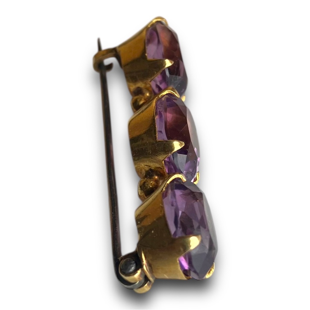 Antique Victorian 14k Gold & Amethyst Brooch - Picture 7 of 8